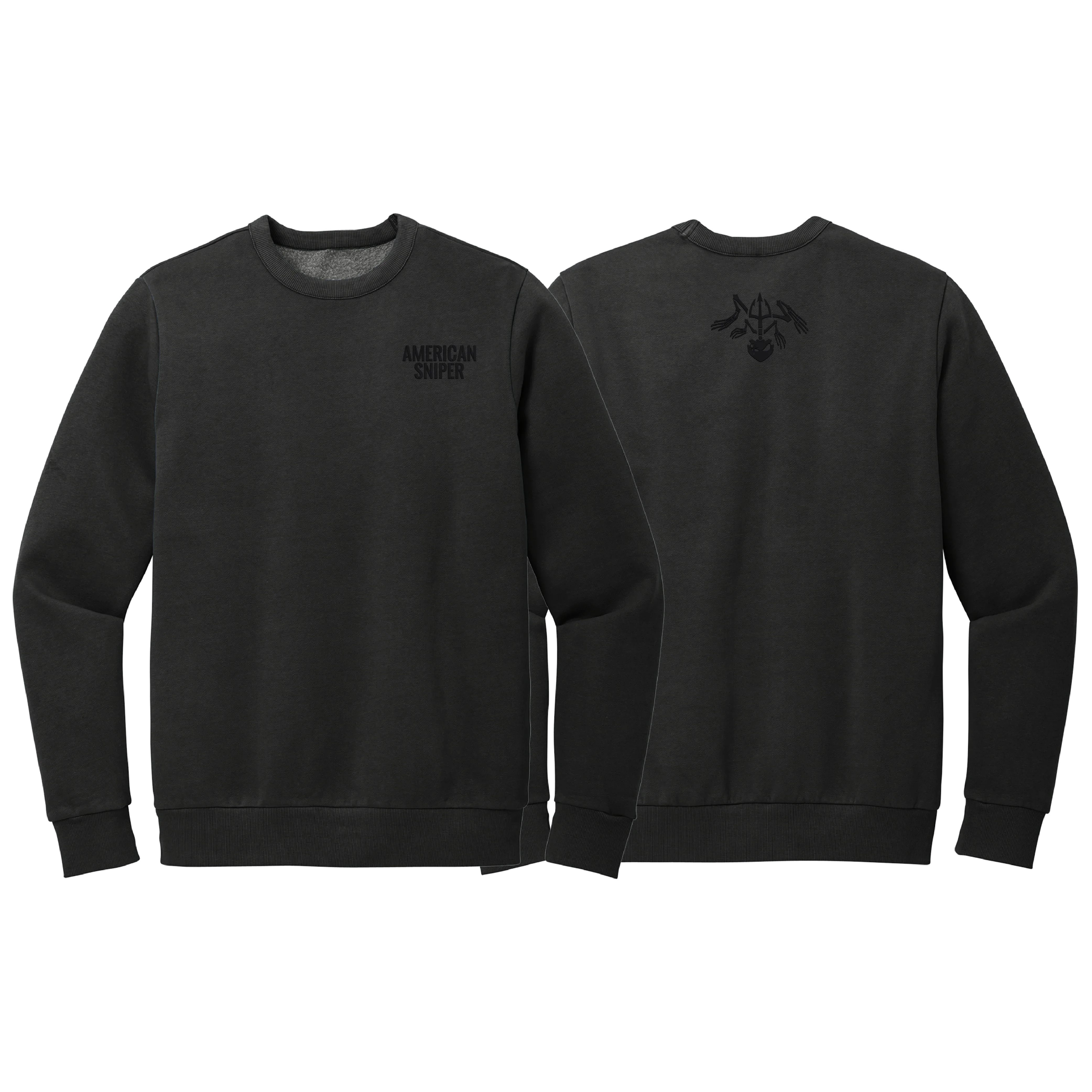American Sniper Crewneck Sweatshirt – Black on Black - American Sniper