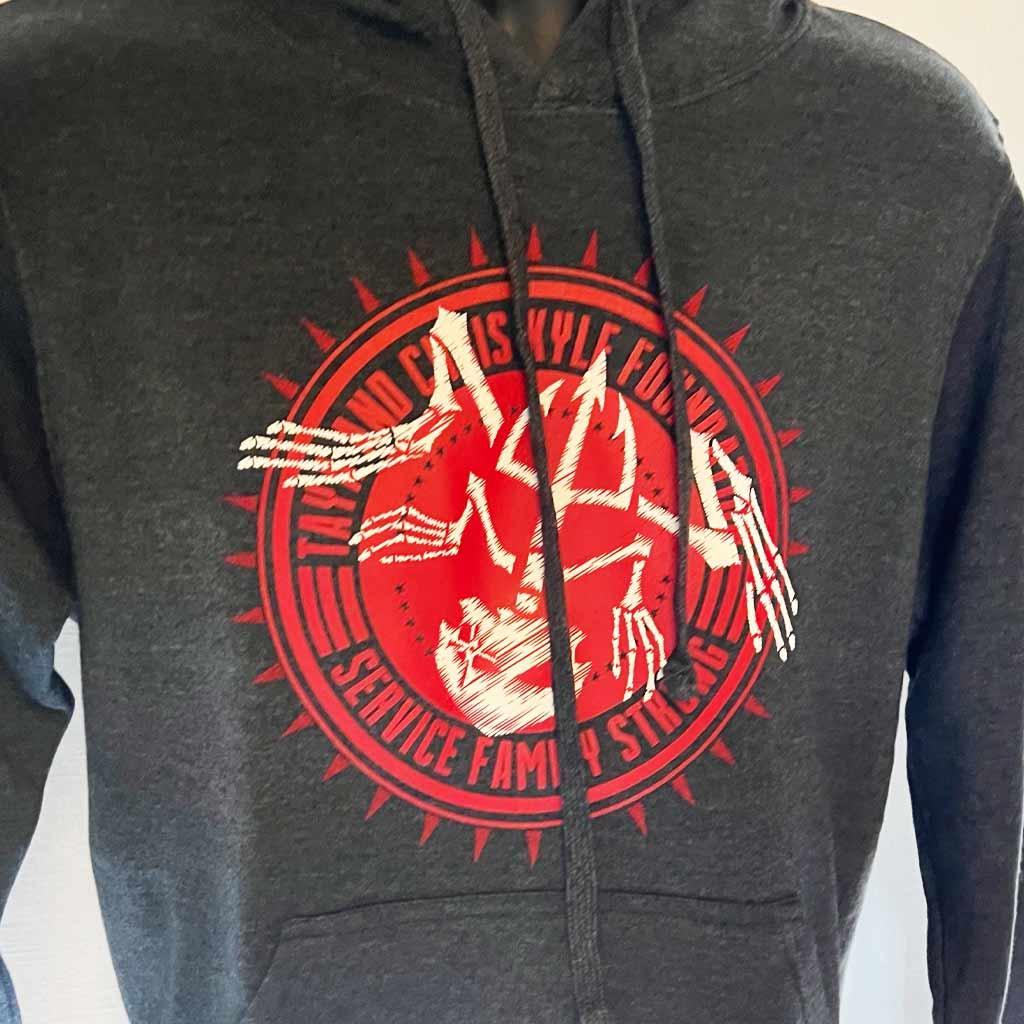 Charcoal Grey Red Circle Bone Frog Hoodie - American Sniper