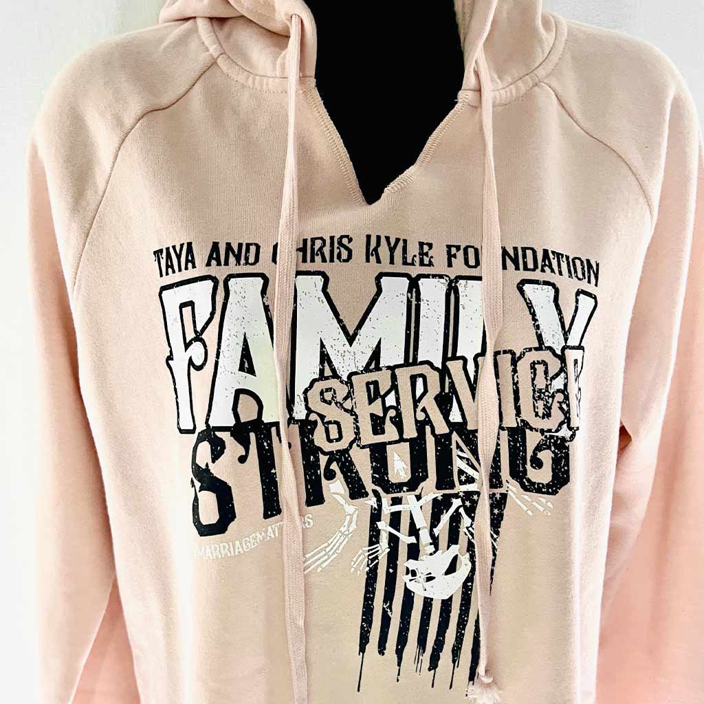 Light Pink Bone Frog Service Family Strong Hoodie SUPER SOFT!