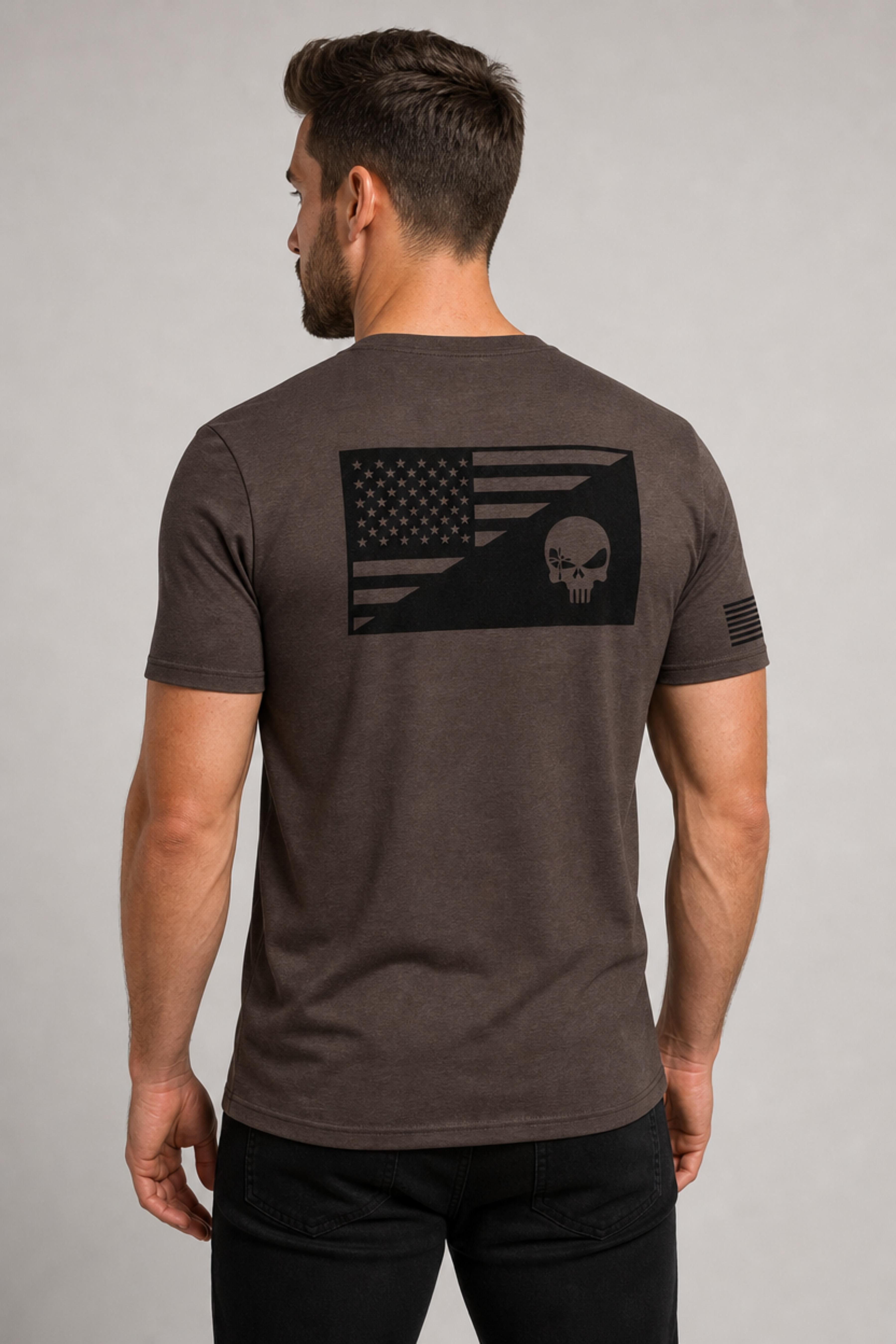 American Sniper Skull Flag Tee – Espresso