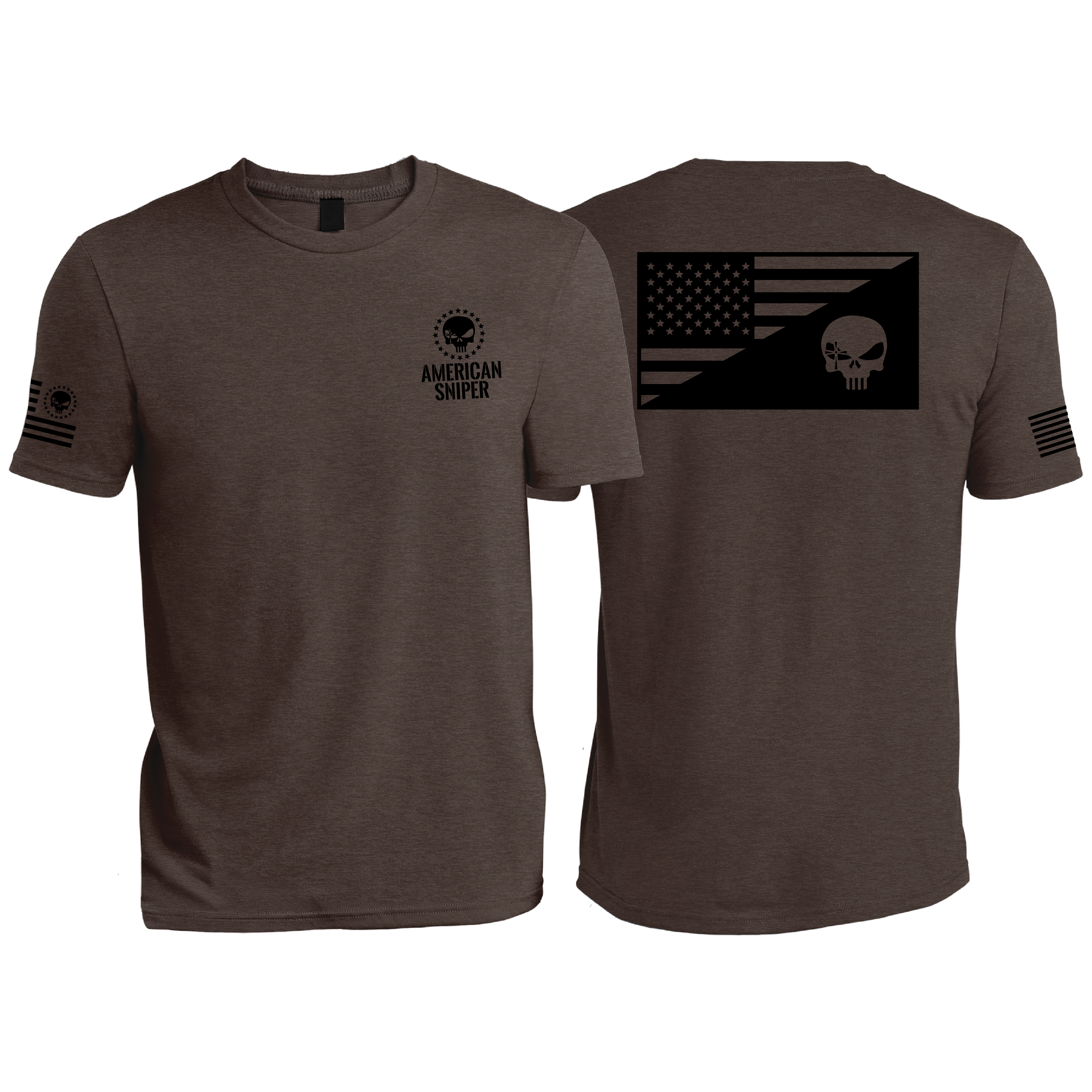 American Sniper Skull Flag Tee – Espresso