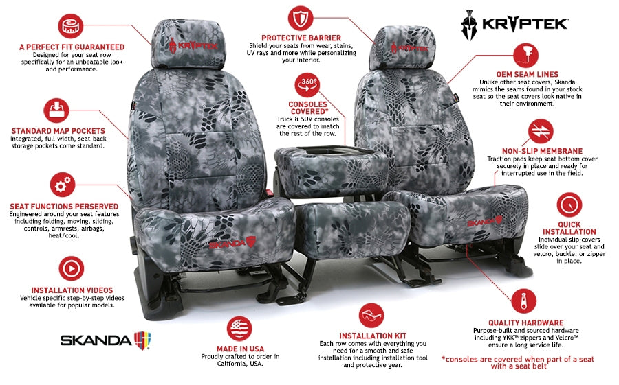 Custom Seat Cover Neosupreme Kryptek With Black Sides w/ American Sniper Logo